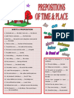 Prepositions of Time and Place Tests - 45724