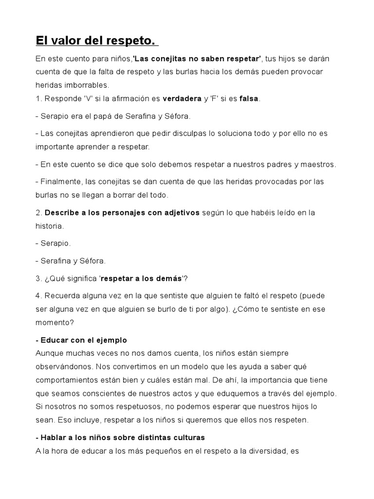 El Valor Del Respeto | PDF
