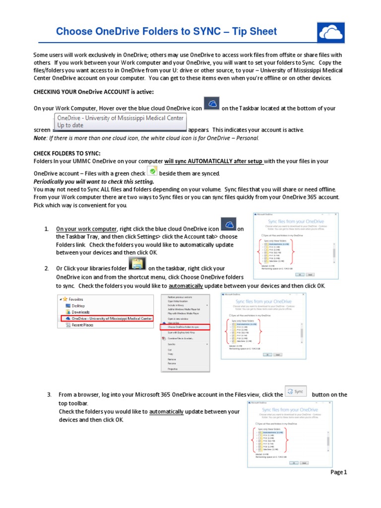 Syncing OneDrive Folders Guide | PDF | Career & Growth | Computers