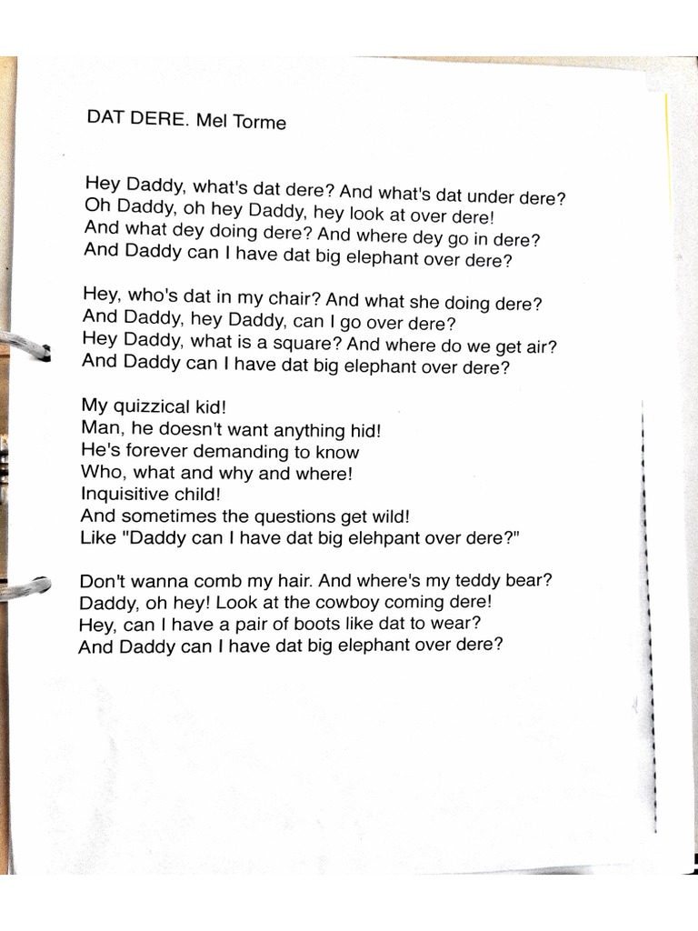 Lyrics Dat Dere | PDF
