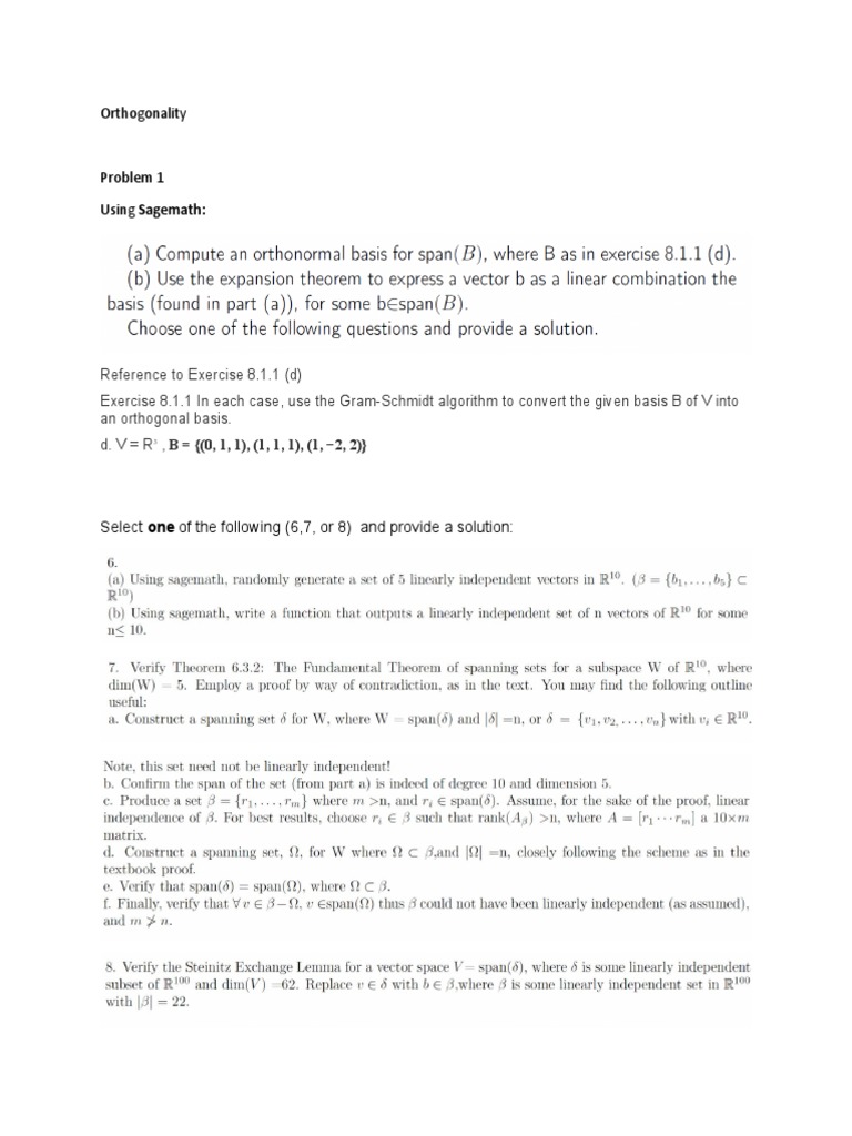 Linear Algebra Sagemath Project | PDF
