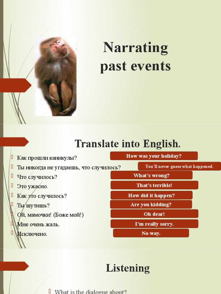 Everyday English. Narrating Past Events. Spark 2 | PDF