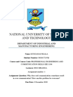 NUST DEPARTMENT OF INDUSTRIAL AND MANUFACTURING ENGINEERING STUDENT ASSIGNMENT