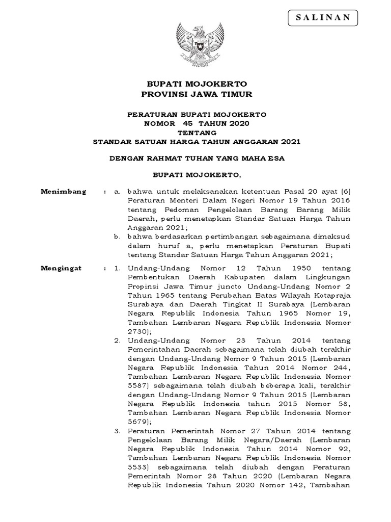 Perbup SSH TA 2021 Dan Lampiran (Salinan) | PDF | Pengelolaan Keuangan ...