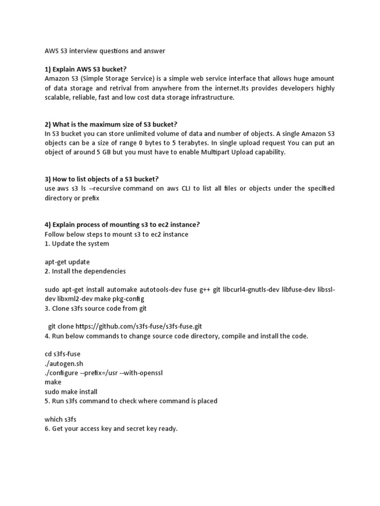 1) Explain AWS S3 Bucket? PDF