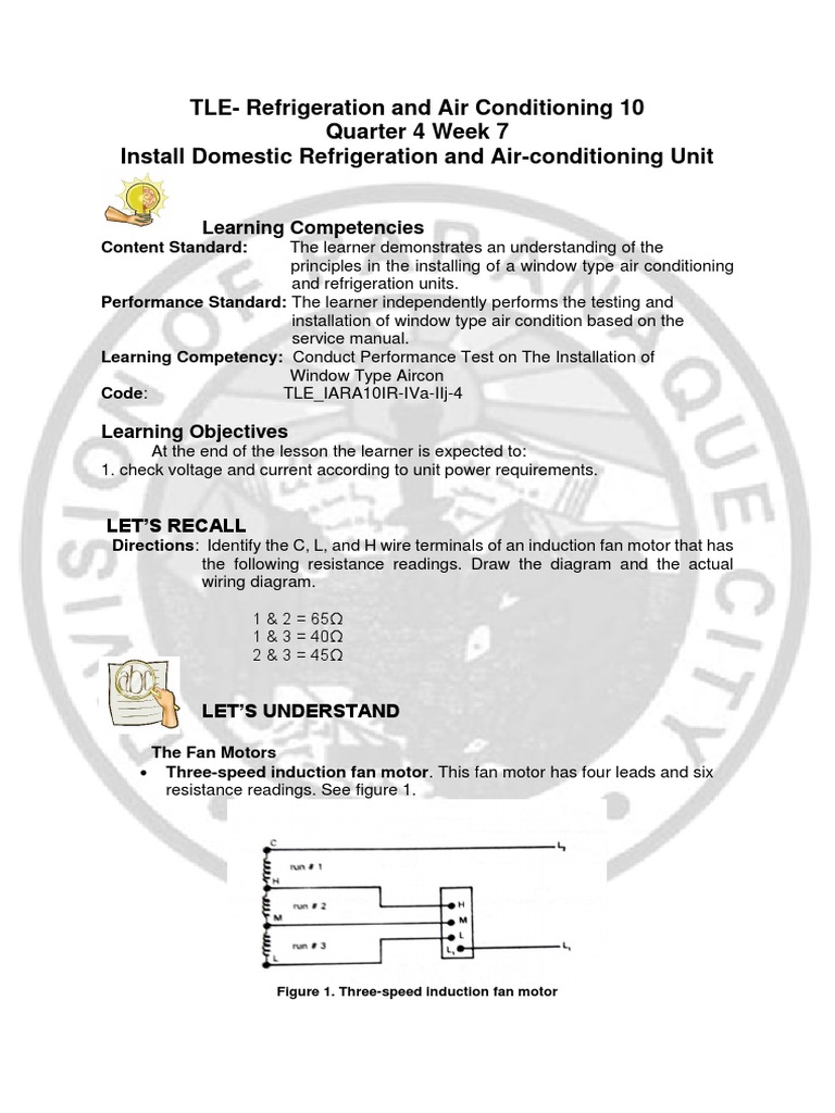 TLERefrigeration and Air Conditioning 10 Quarter 4 Week 7 Install