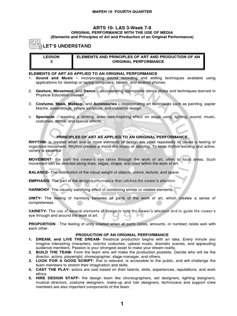 Arts Performance Guide for Students | PDF | Audition | Dances