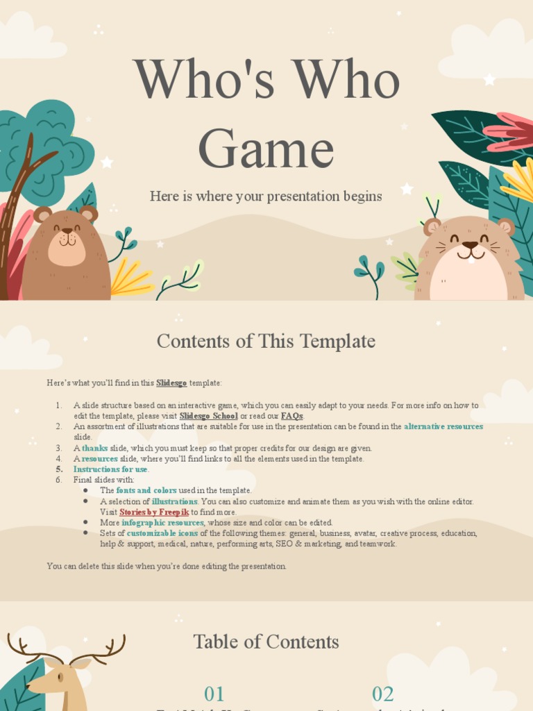 Who's Who Game by Slidesgo | PDF | Mouse | Elephant