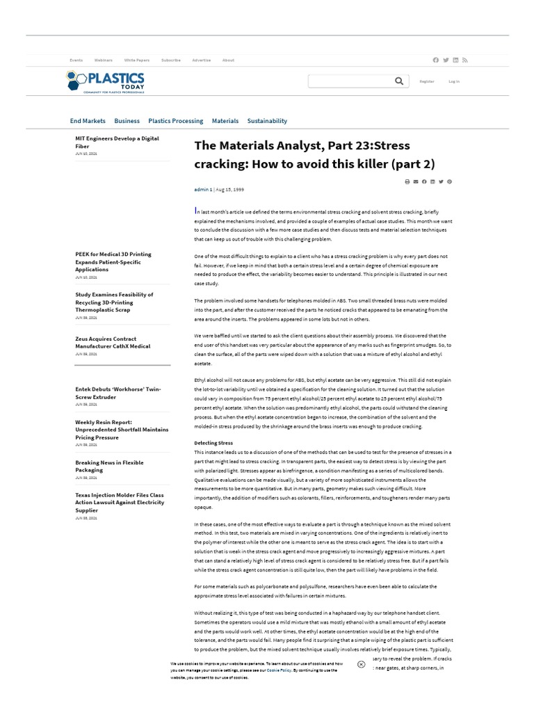 The Materials Analyst, Part 23 Stress Cracking How To Avoid This