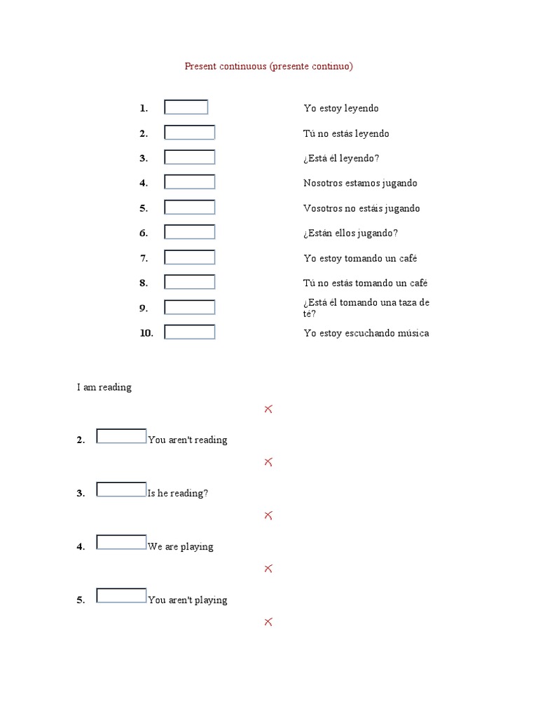 Present Continuous Ejercicios | PDF
