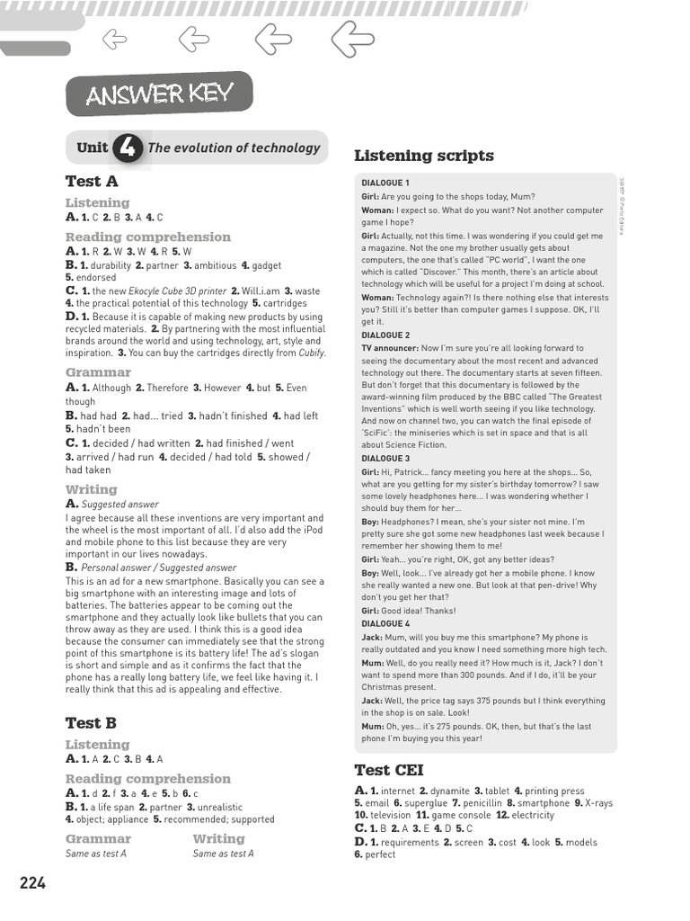 Test Unit 4 - Answer Key | Download Free PDF | Smartphone | Computing ...