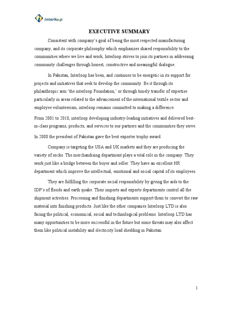 Interloop Limited: Community & Textile Impact | PDF | Sock | Spinning ...