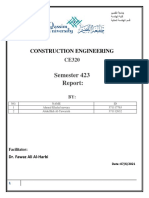 Semester 423 Report:: Construction Engineering