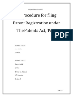 Procedure For Filing Patent Registration Under The Patents Act, 1970
