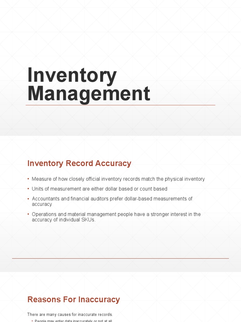 Enhancing Inventory Record Accuracy | PDF | Accuracy And Precision ...
