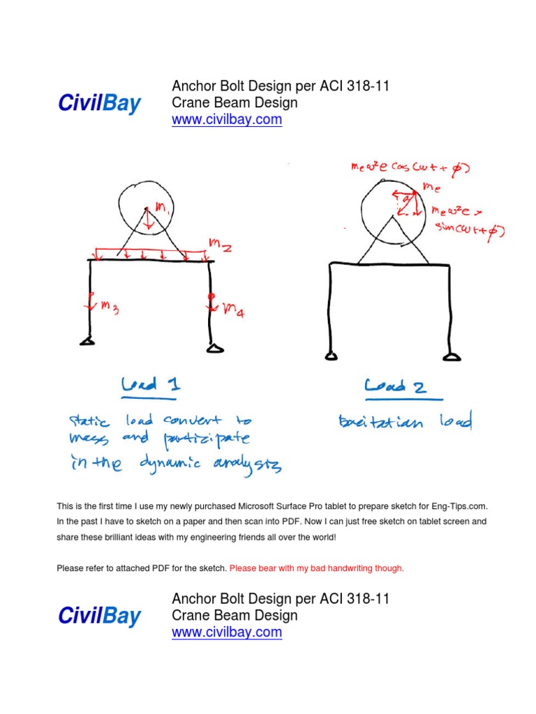 Civil Anchor Bolt Design Per ACI 31811 Crane Beam Design PDF