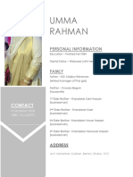 Umma Rahman: Personal Information