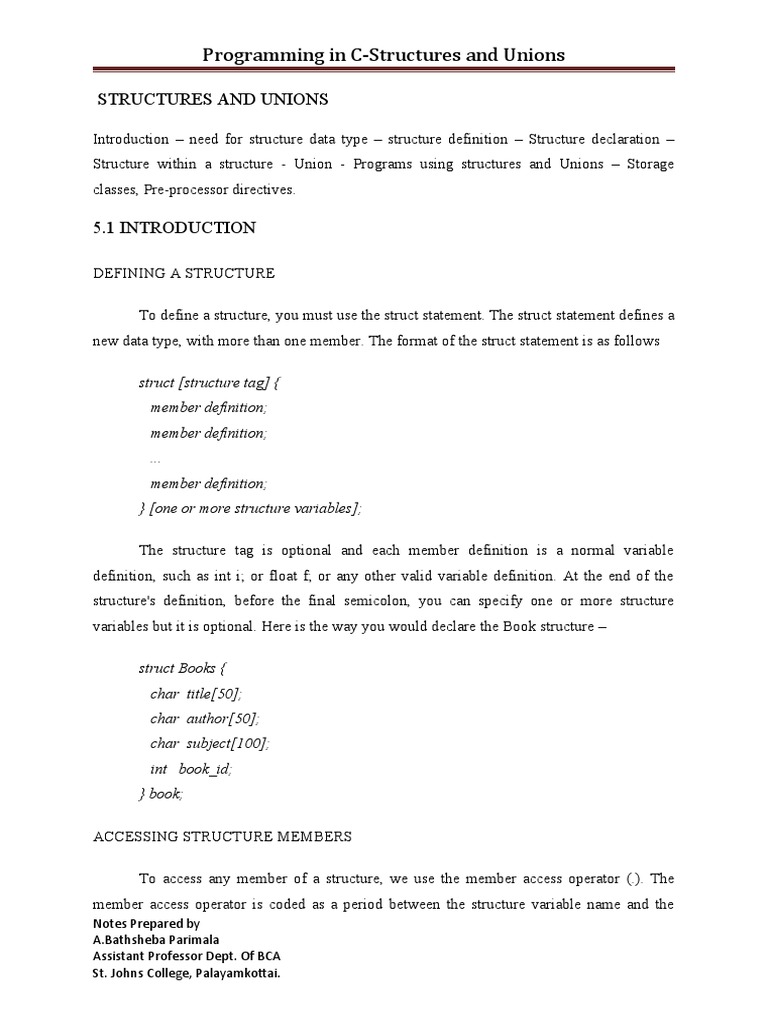C Programming-Structures & Union | PDF | Data Type | Subroutine