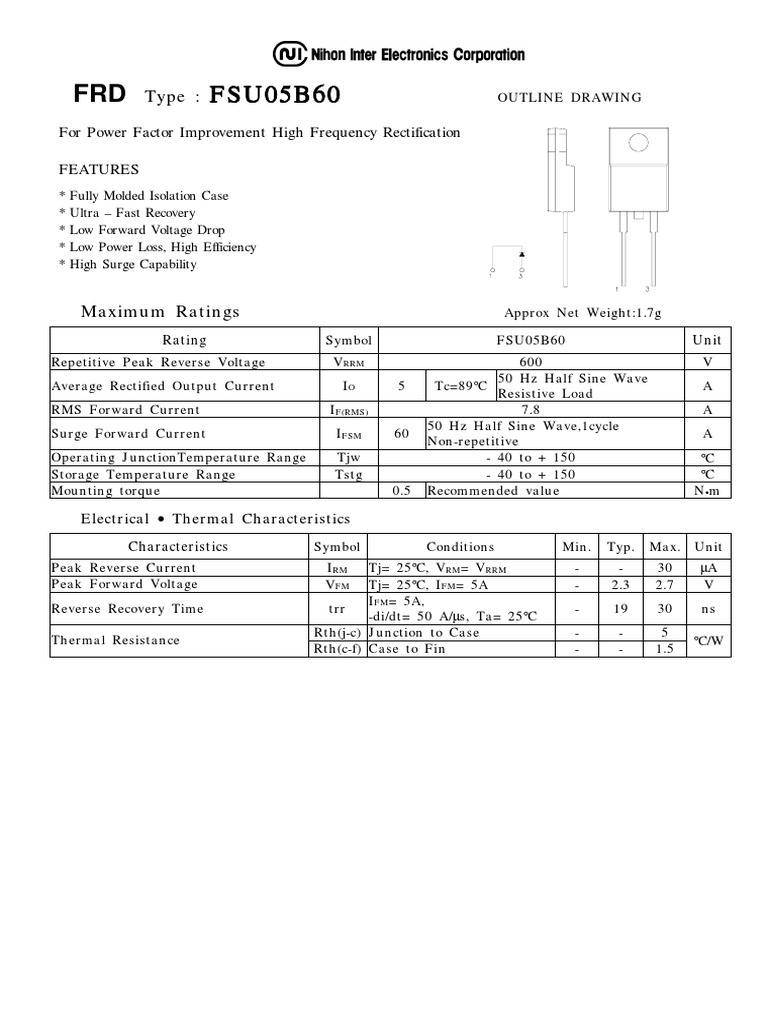 FSU05B60 FSU05B60 FSU05B60 FSU05B60: Type | PDF | Root Mean Square