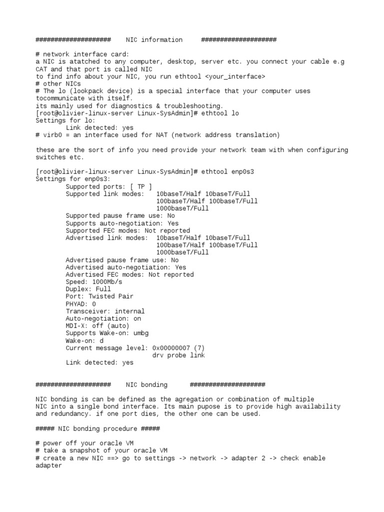 An InDepth Explanation of Network Interface Cards and Network Bonding