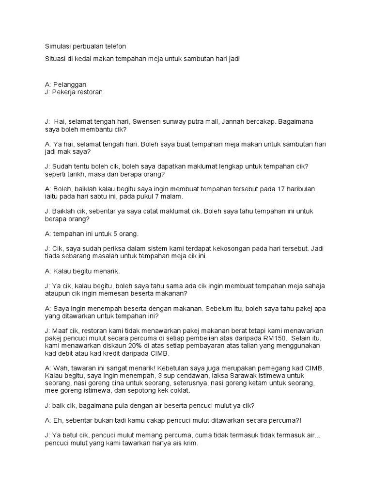 Simulasi Perbualan Telefon Pdf