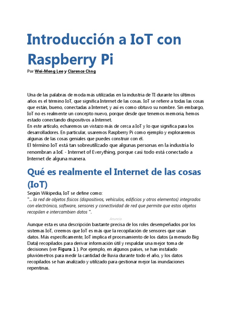 IoT y Raspberry Pi: Guía Completa | PDF | Raspberry Pi | Internet de ...