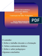 Docência Universitária e Autonomia Didática e Saber Pedagógico