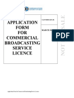 Application Form FOR Commercial Broadcasting Service Licence