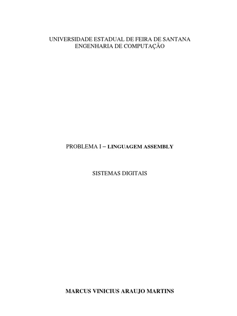 Código Assembly para Ordenação de Vetor | PDF | Linguagem de ...
