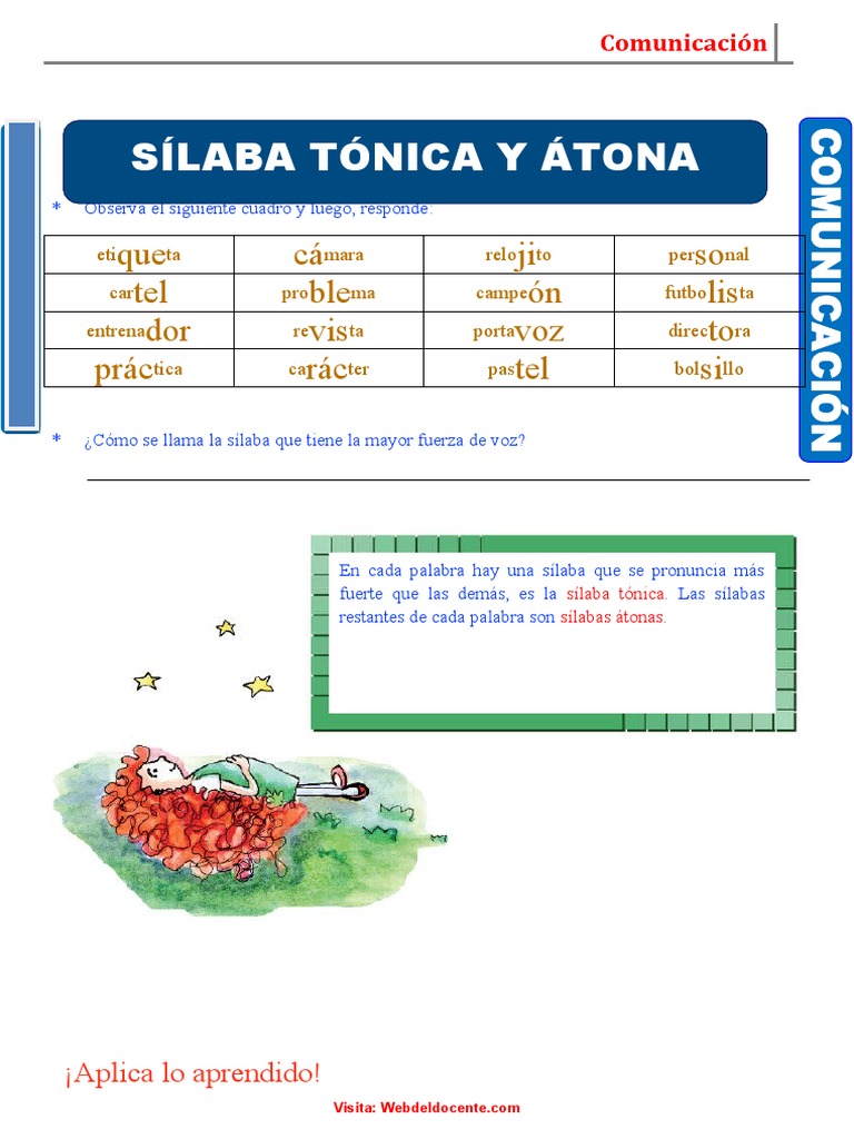 Sílaba Tónica y Átona para Niños | PDF | Artes del Lenguaje y Comunicación