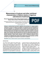 Measurement of β-glucan and other nutritional characteristics in distinct strains of Agaricus