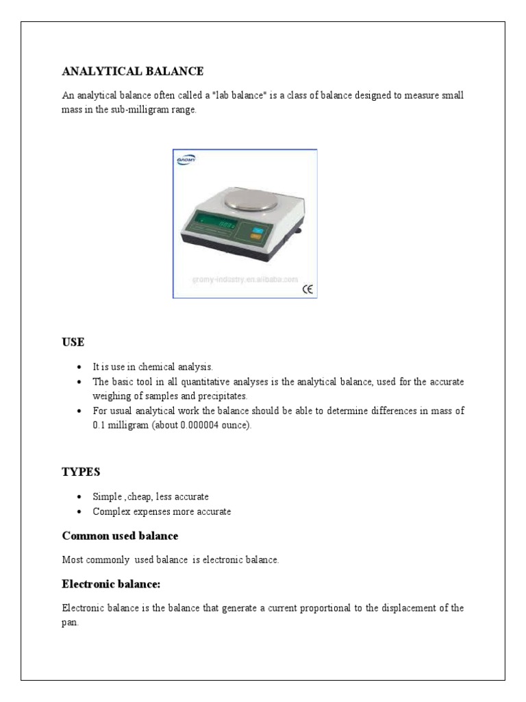 Analytical Balance Guide | PDF