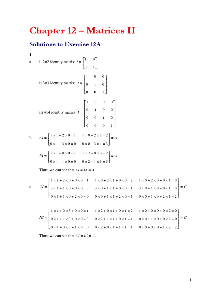 Matrix Operations and Solutions Explained | PDF | Matrix (Mathematics ...