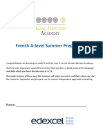 French A-Level Summer Workbook