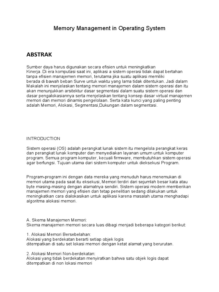 Memory Management in Operating System | PDF | Bisnis