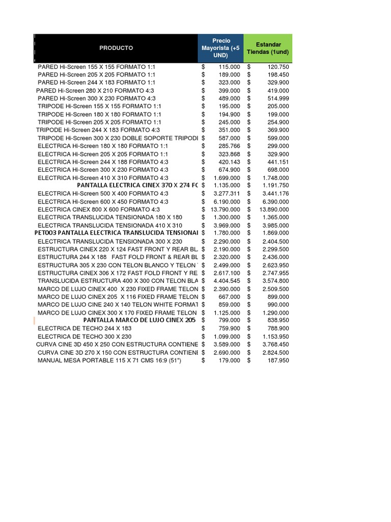 Lista de Precios Telones Mayo PDF