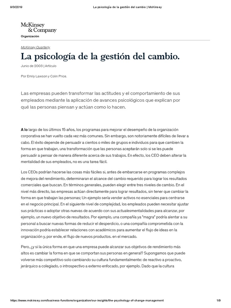 Psicología en la gestión del cambio | PDF | Aprendizaje | Comportamiento