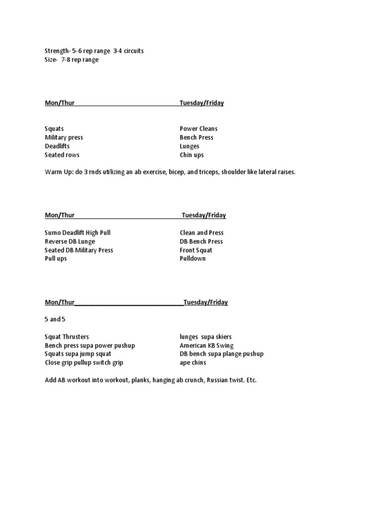 Circuit Training for Endurance Strength | PDF