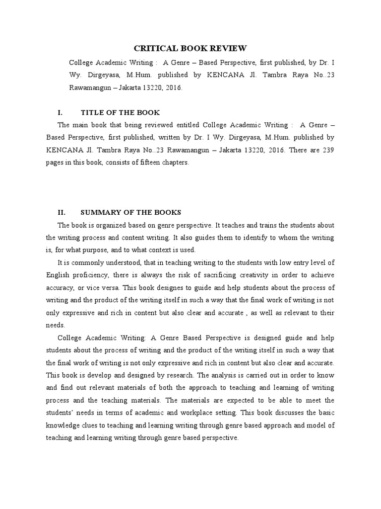 Critical Review of Academic Writing Guide | PDF | Books | Genre