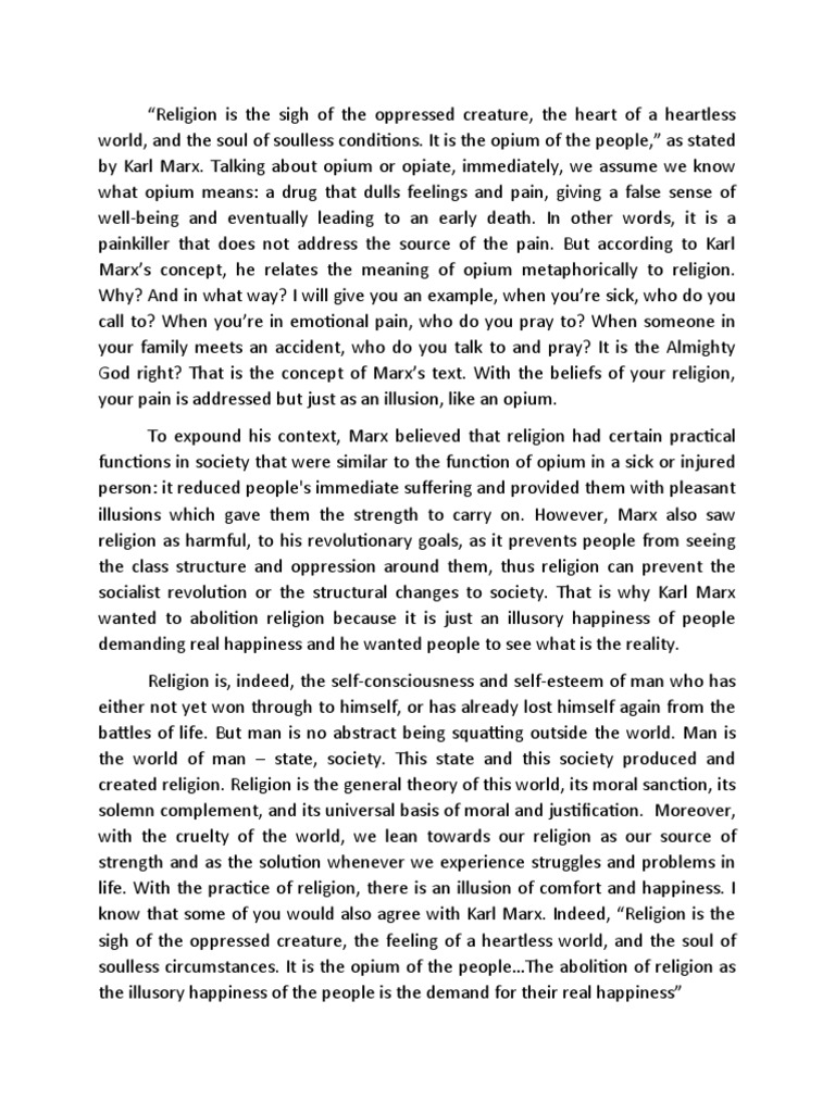 'Religion Is The Opiate of The Masses' (Karl Marx) | PDF | Human Nature ...
