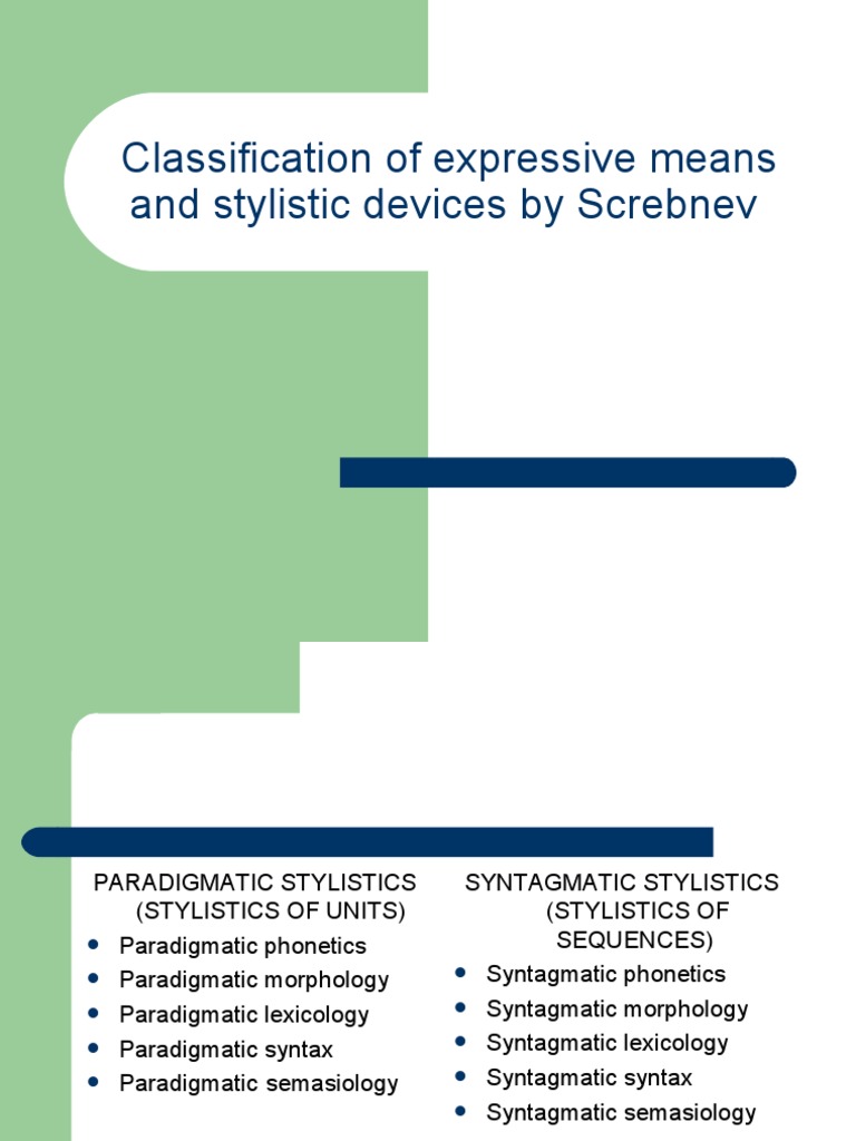 Classification of Expressive Means and Stylistic Devices by Screbnev ...