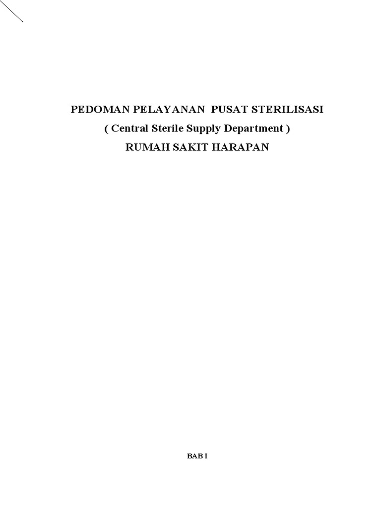Pedoman Pelayanan CSSD Joss (KRG Denah | PDF | Kesehatan Holistik ...