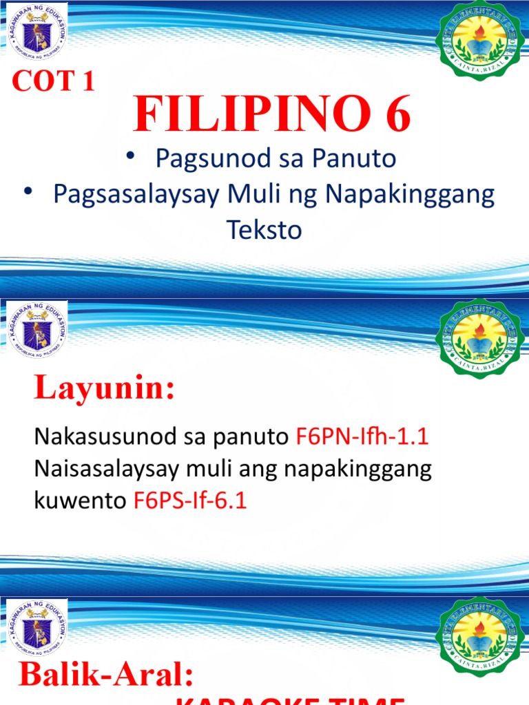 COT 1 Filipino 6 | PDF