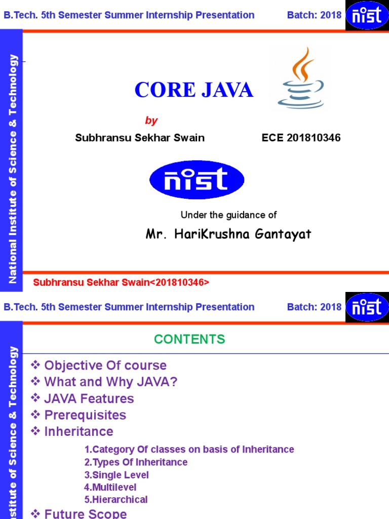 Core JAVA Course - PRESENTATION | PDF | Inheritance (Object Oriented ...