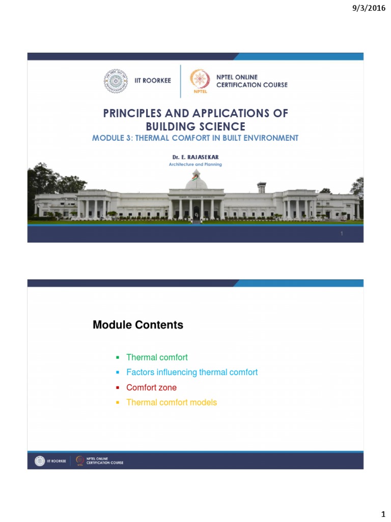 Principles and Applications of Building Science: Module Contents | PDF ...