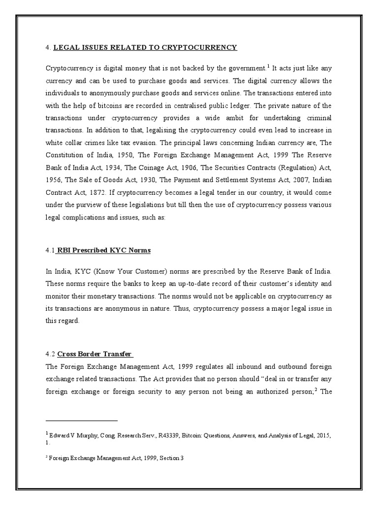 Cryptocurrency Legal Issues | PDF | Cryptocurrency | Reserve Bank Of India