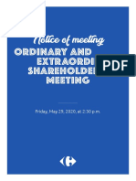 Notice of Meeting To The Shareholders Meeting of May 29 2020
