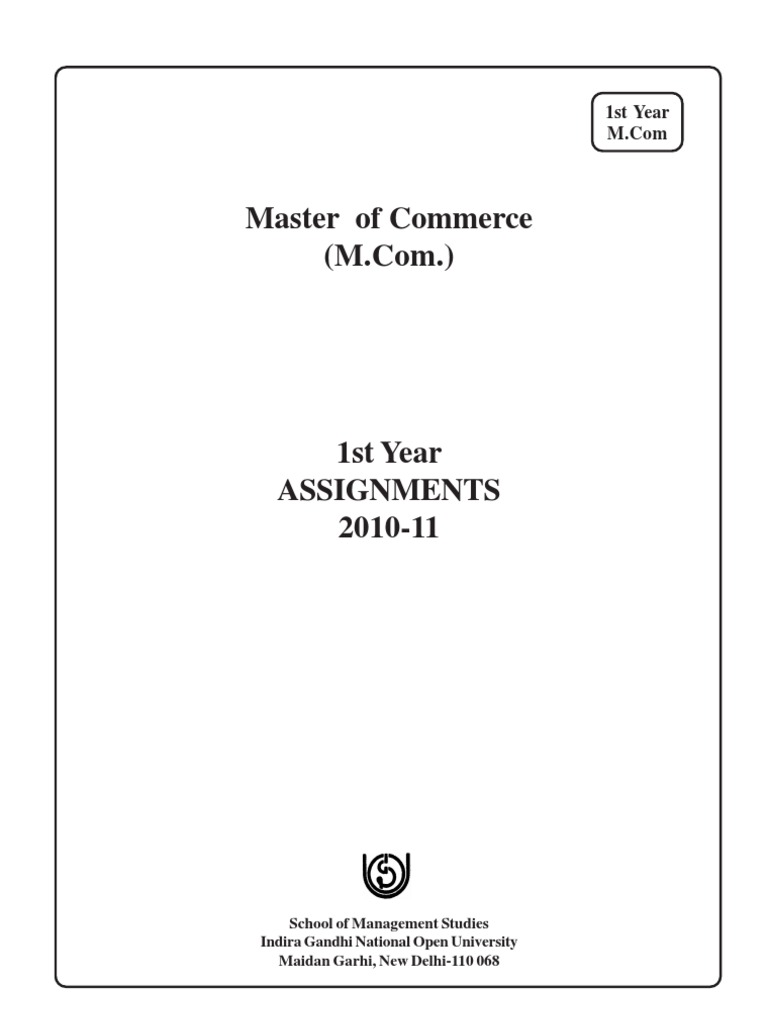 M.Com 1st Year Assignment Guide 2010-11 | PDF | World Trade ...
