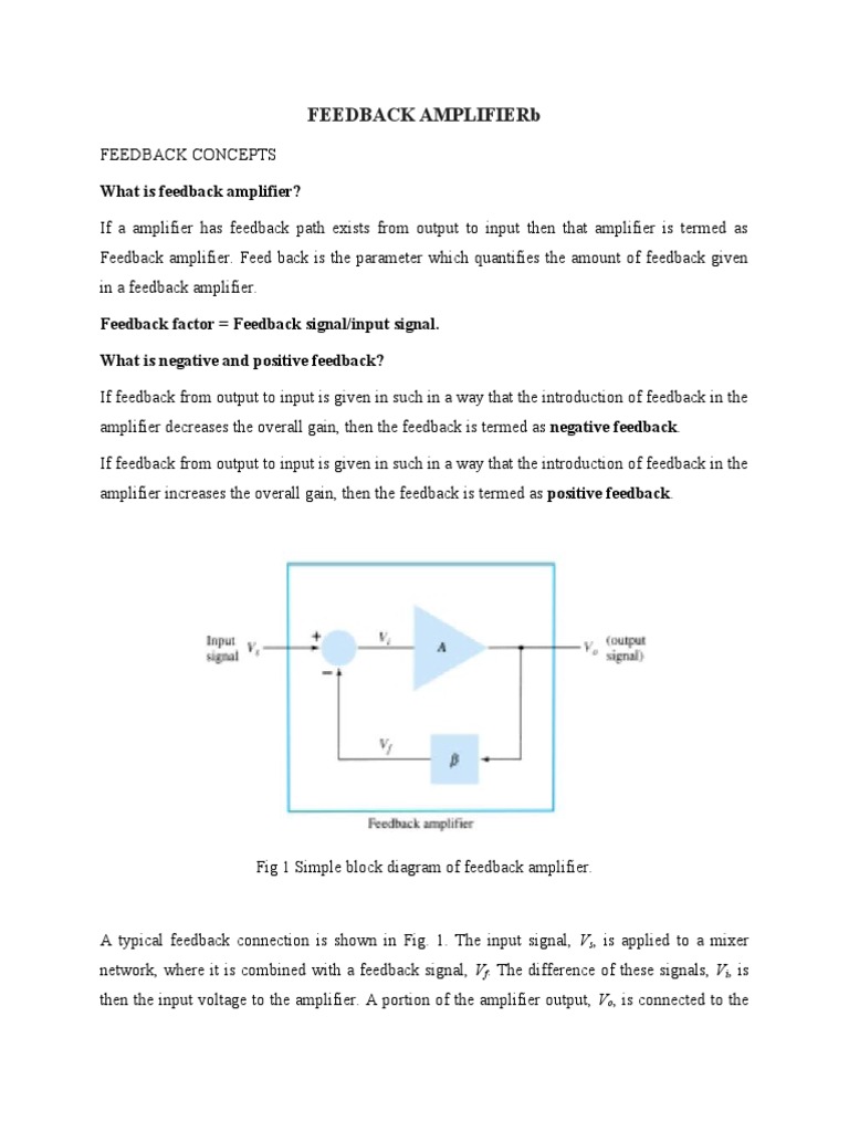 Feedback Amplifier PDF Amplifier Feedback