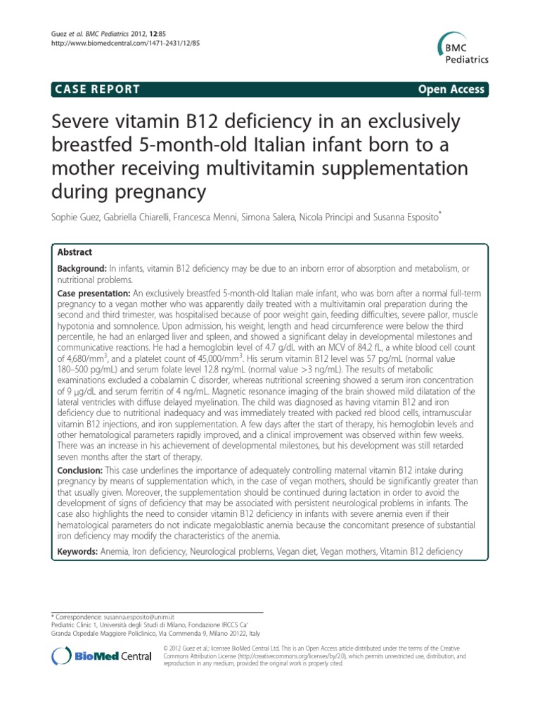 Severe Vitamin B12 Deficiency in An Exclusively Breastfed 5MonthOld